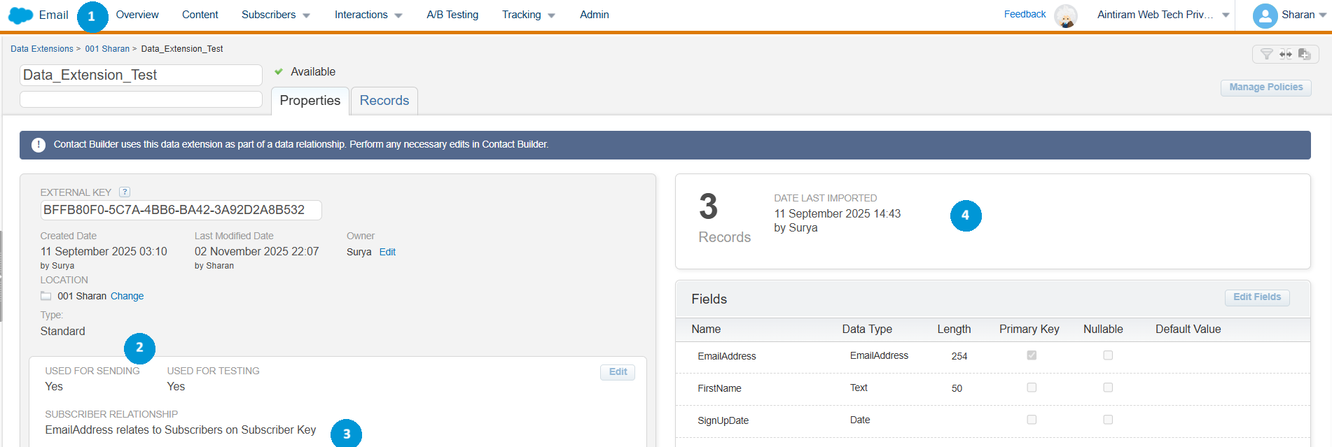 Data Extension Creation