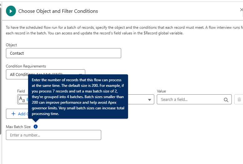 Scheduled Flow Batch Size