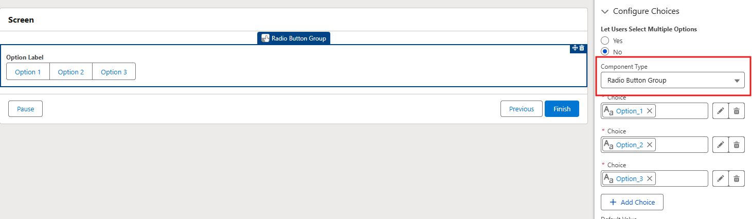 Flow - Radio Button Group