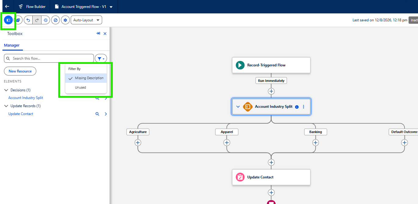 Filter in Flow Builder Resource Manager